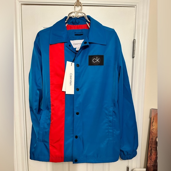 Calvin Klein Tape Stripe Coach’s Jacket, NWT, size M, colour: Cristal Sea. - Picture 6 of 6